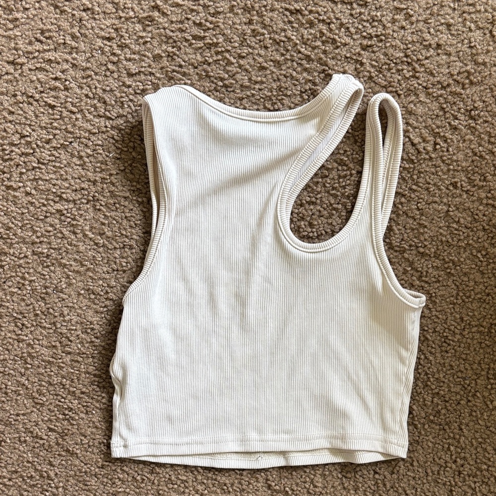Women’s Asymmetric Ribbed Tank Top - Cream